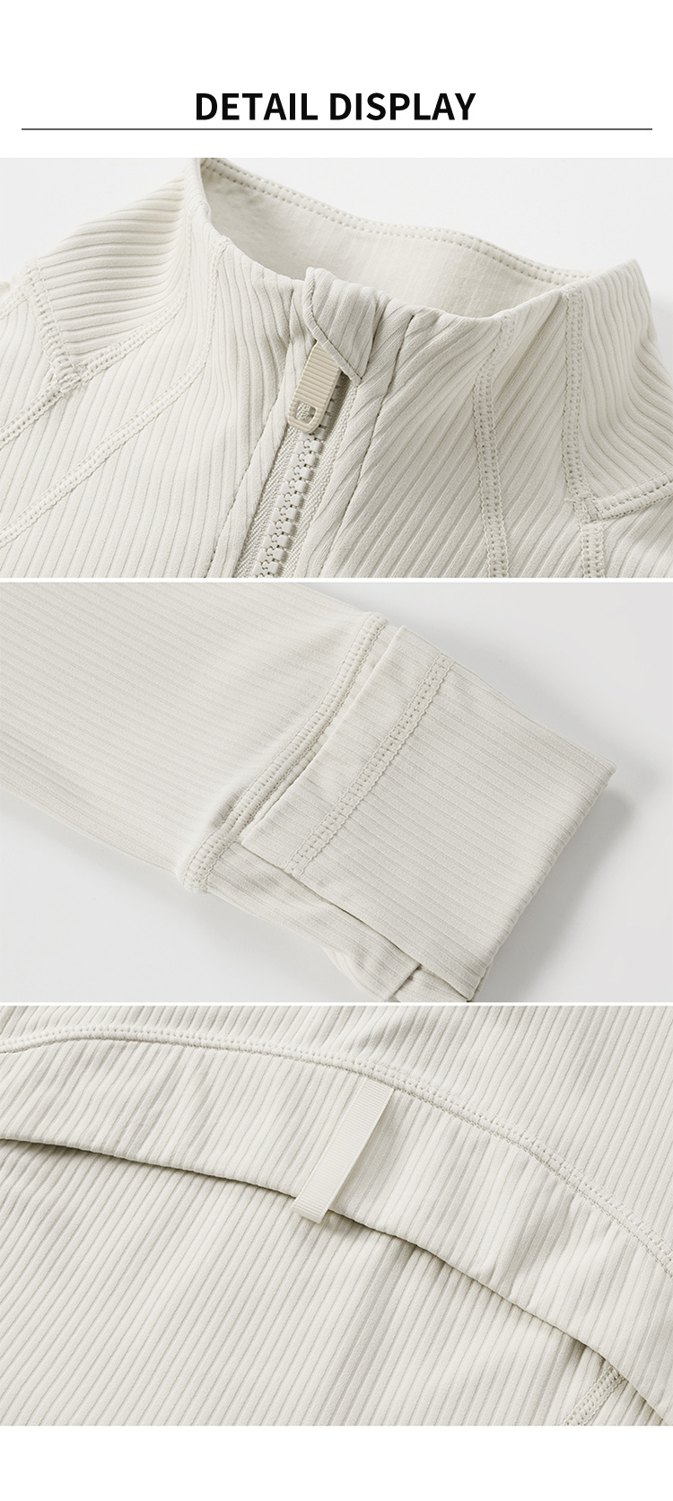 Full Zipper Slim Ribbed Sports Yoga Jacket With Pockets