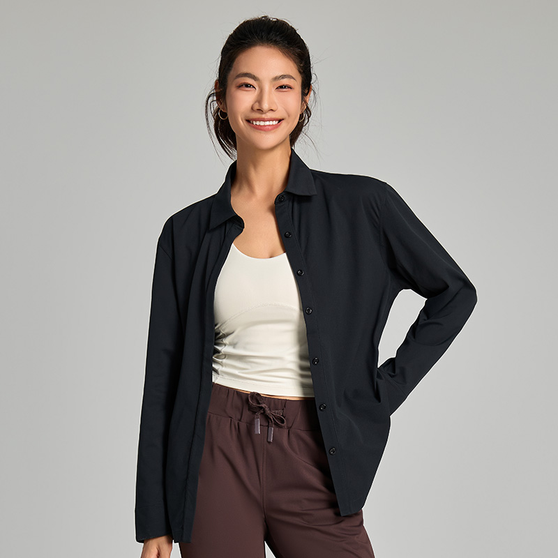 Women's Soft Stretch Button Down Athletic Shirt for Yoga & Daily Casual Wear