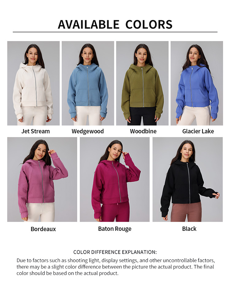 Women's Hooded Zip - Up Jacket Inside Fleece Kangaroo Pocket Hoodie