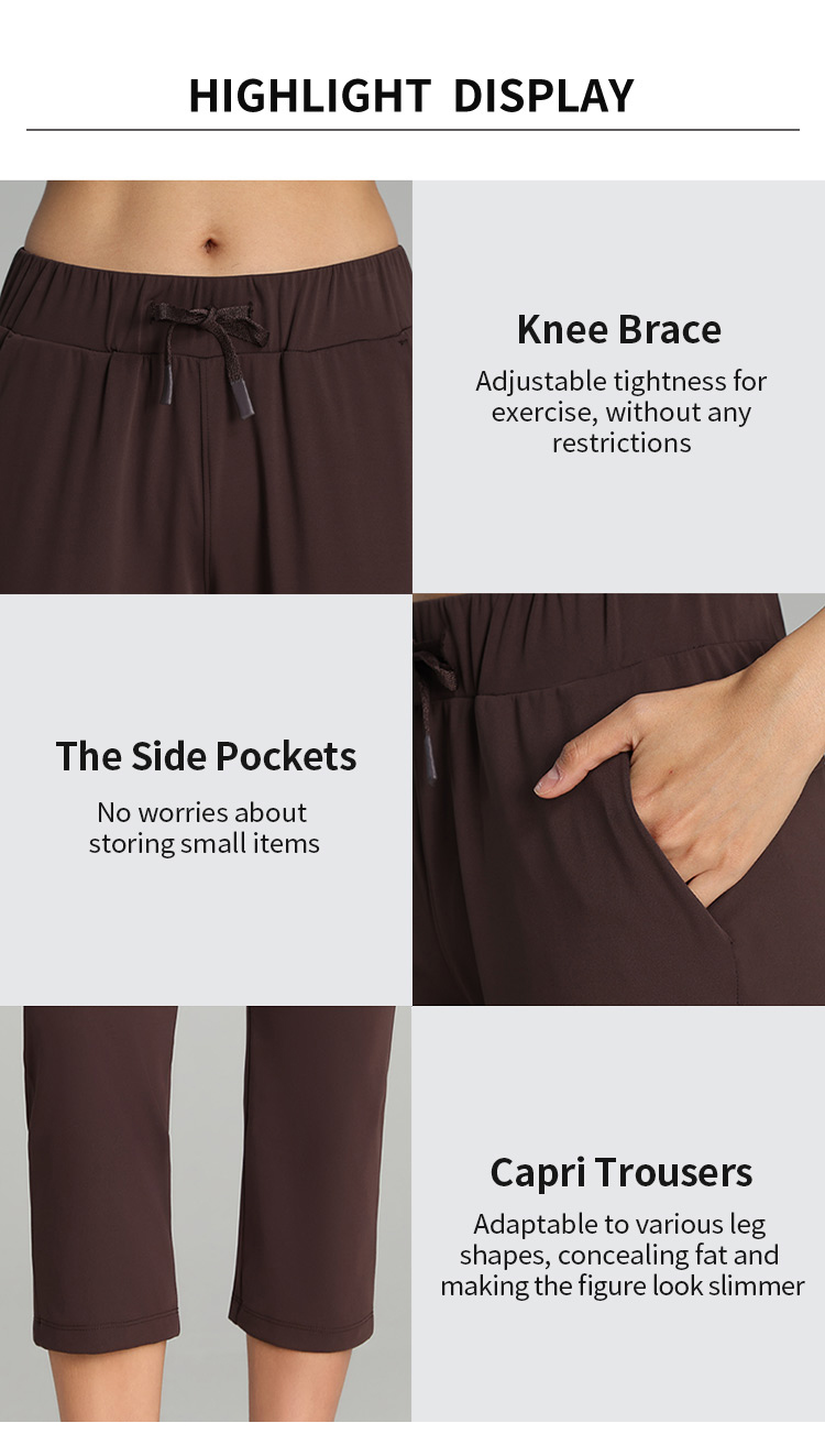 Soft Capri Length Trousers with Double-Layer Fabric & Side Pockets