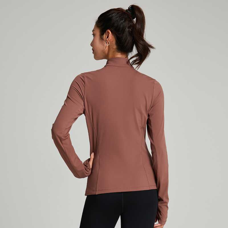 Half-zip up Workout Fitness Running Sport T-Shirts With Thumb Hole