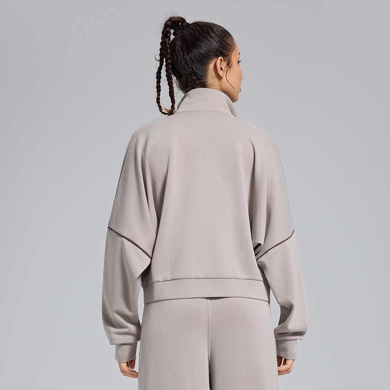 Jemná bunda s barevnými bloky a pruhovým motivem | hladký zip, velká kapsa, každodenní athleisure vrchní oblečení
