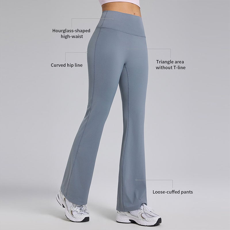 Pantalon de gym, course et yoga sur mesure, uni, respirant et à séchage rapide, avec jambe évasée
