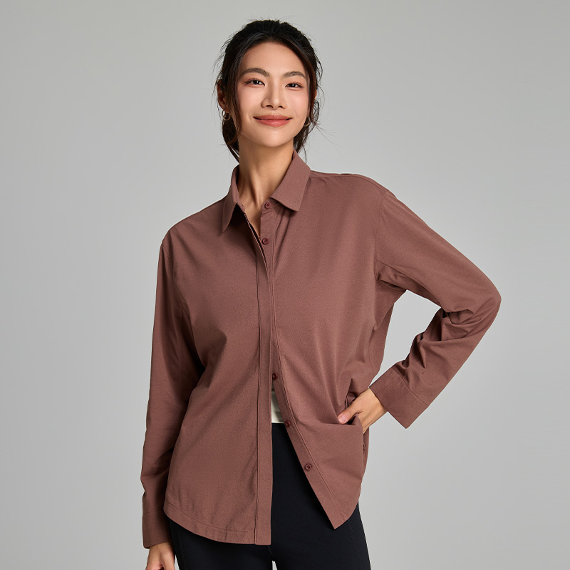 Women's Soft Stretch Button Down Athletic Shirt for Yoga & Daily Casual Wear