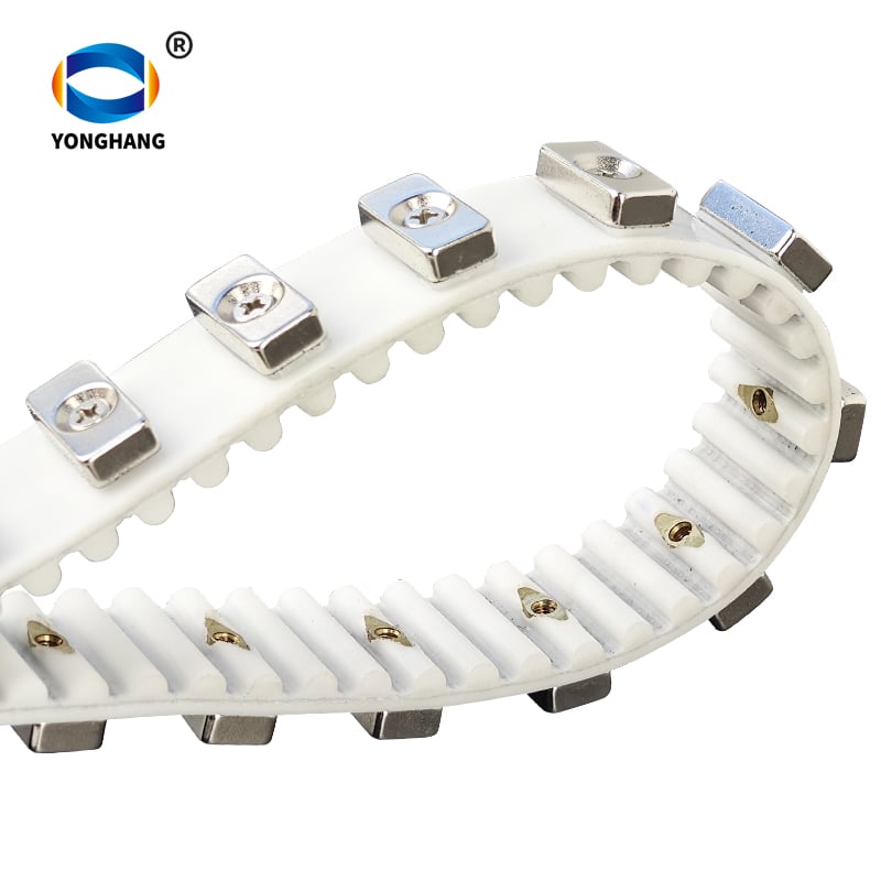 PU Timing Belt with Exposed Magnetic Blocks