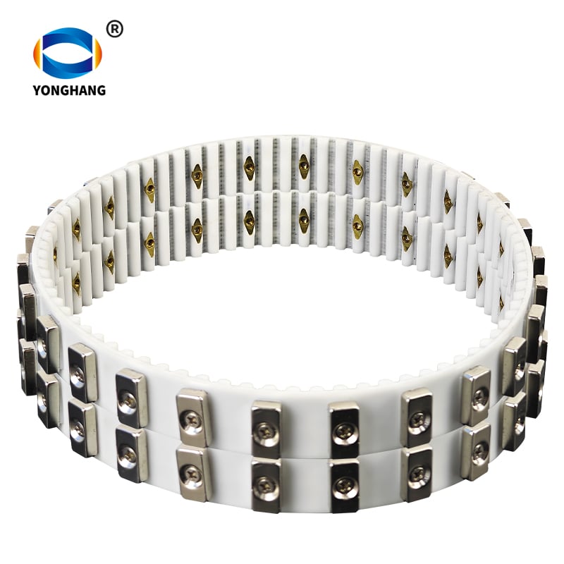 PU Timing Belt with Exposed Magnetic Blocks