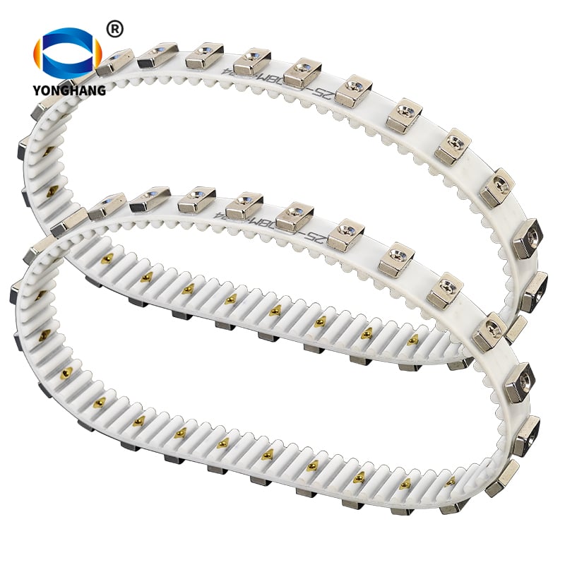 PU Timing Belt with Exposed Magnetic Blocks