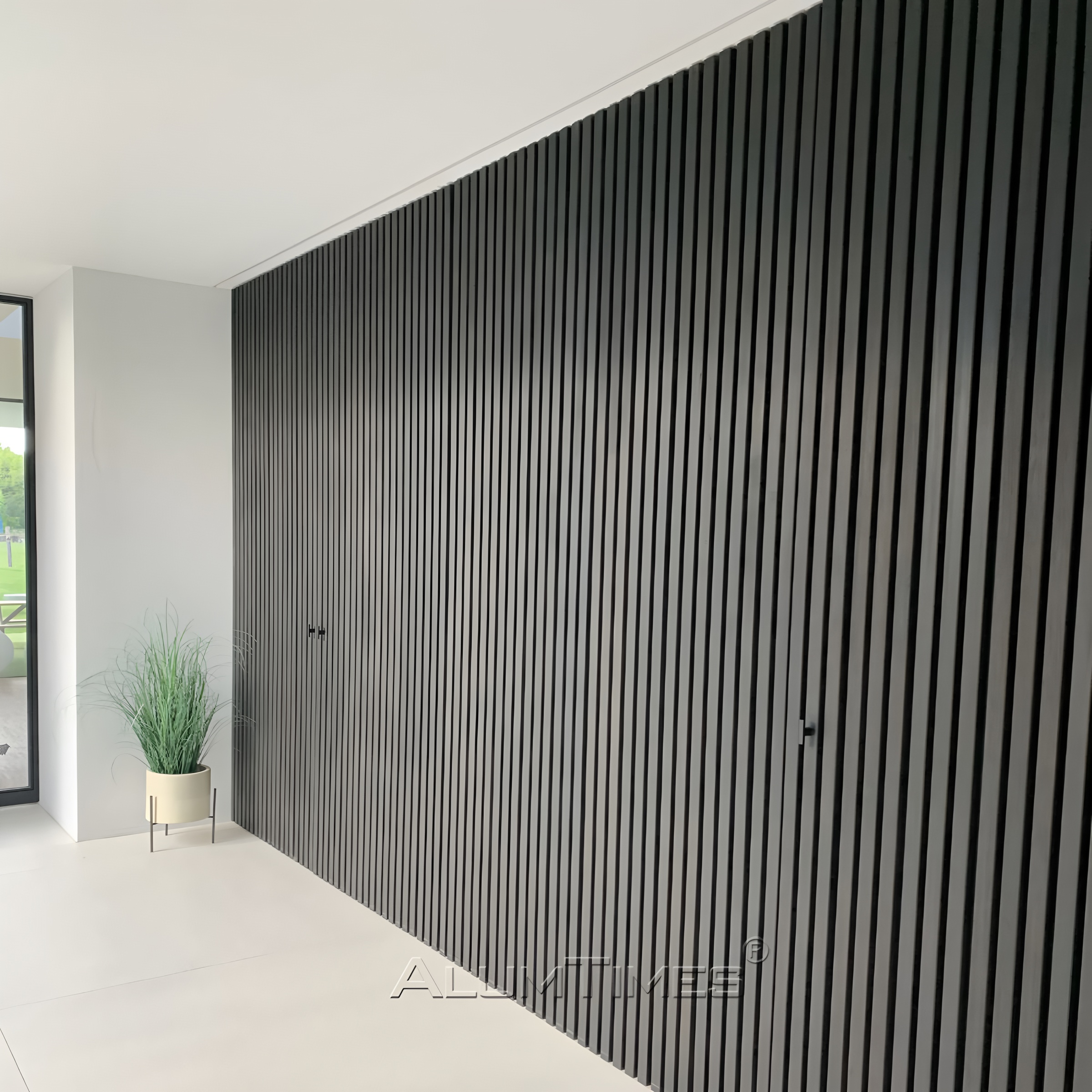 Mga Panel ng Pader na Fluted na Gawa sa Aluminum na may Buhay na Ulat ng Kahoy para sa Dekorasyon ng Villa