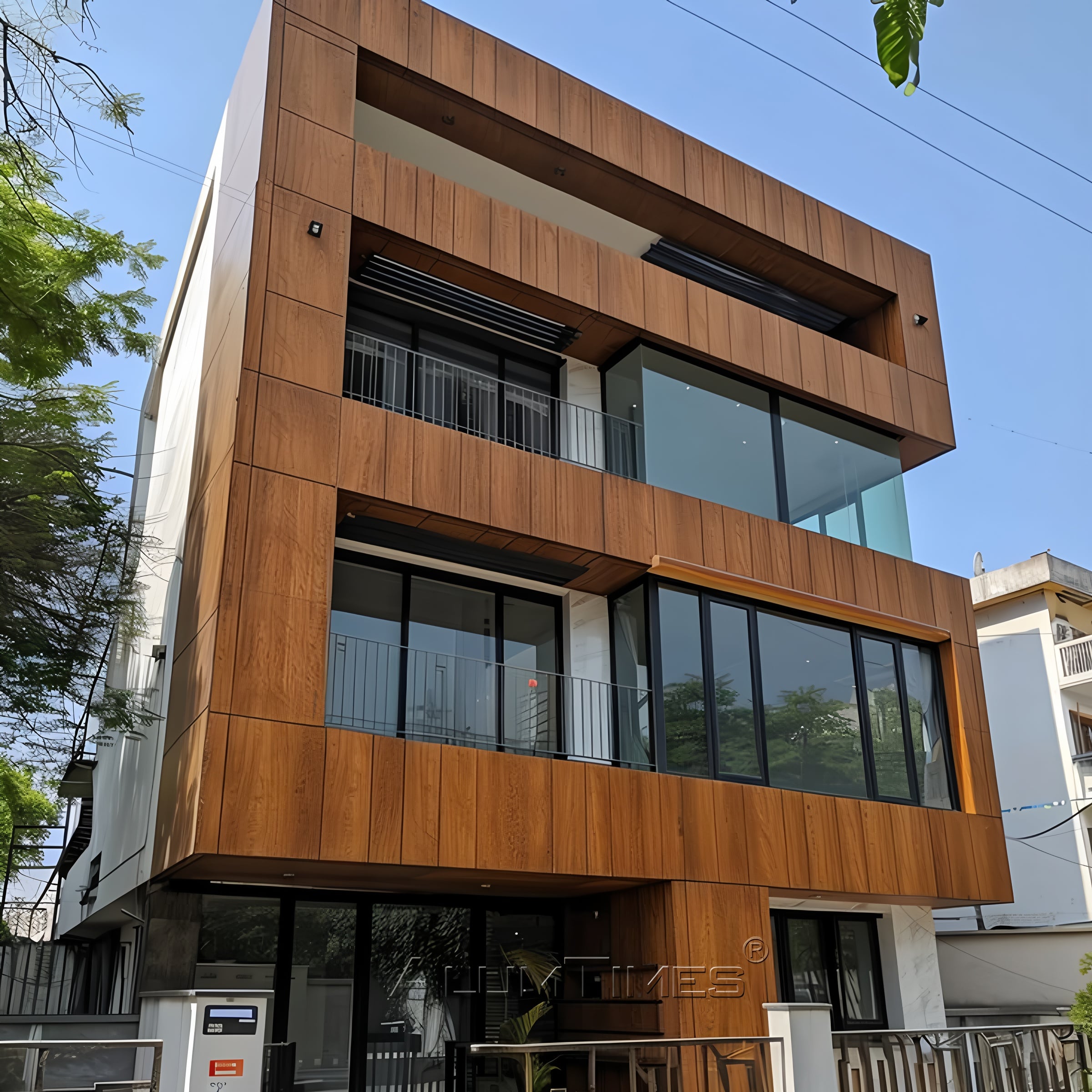 A2 B1 Na-antibuo na Kahoy at Bato na Aluminum Composite Panel (ACP)