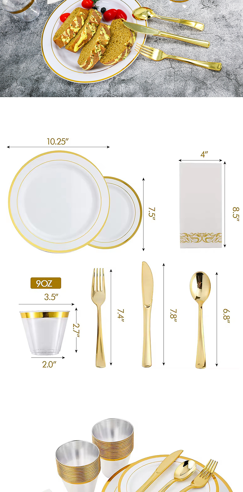 premium heavy duty gold wedding disposable forks spoons knives plastic cutlery-1