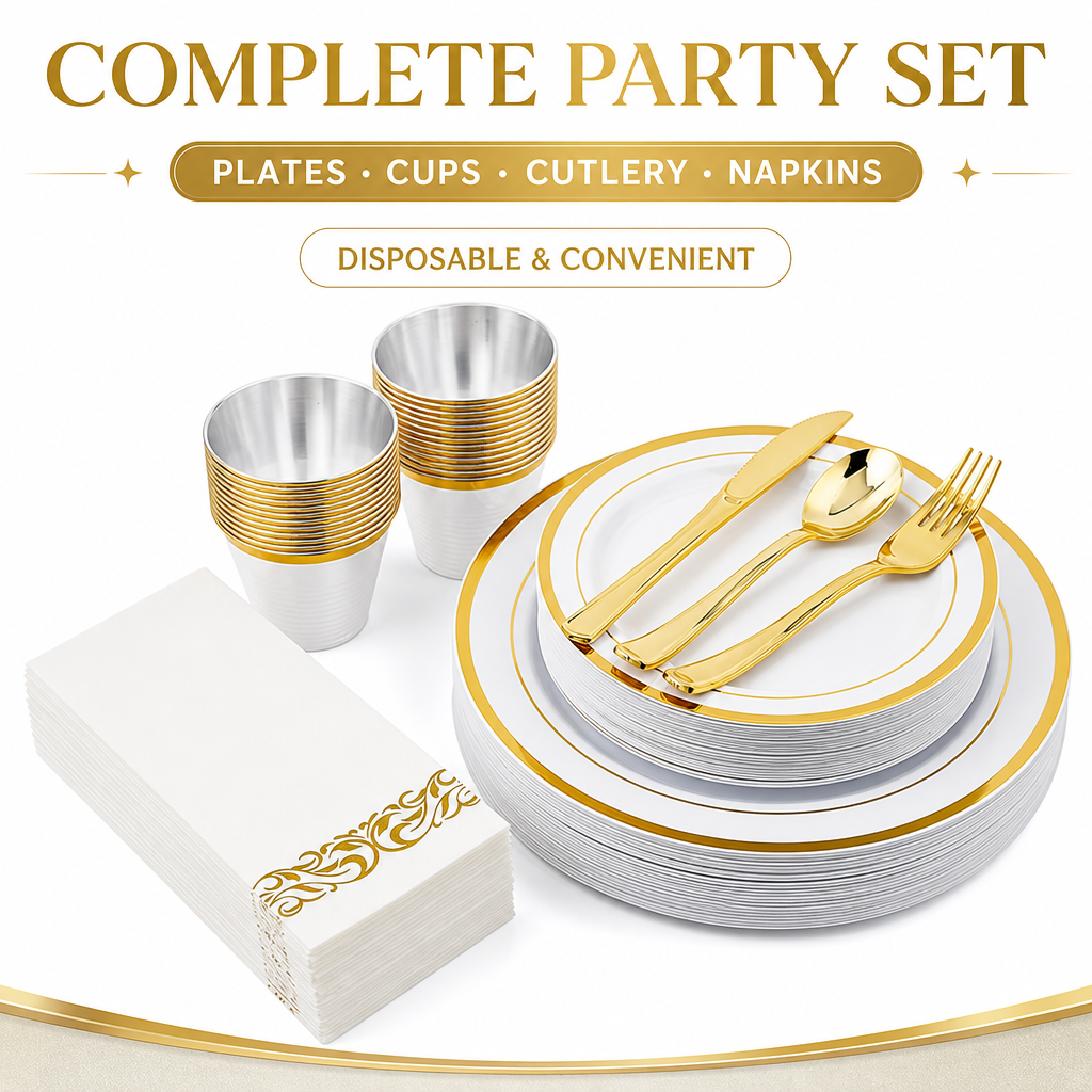 premium heavy duty gold wedding disposable forks spoons knives plastic cutlery