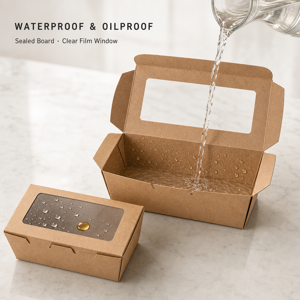 Kraft Paper Lunch Box with Clear Window | Disposable Takeaway Food Container