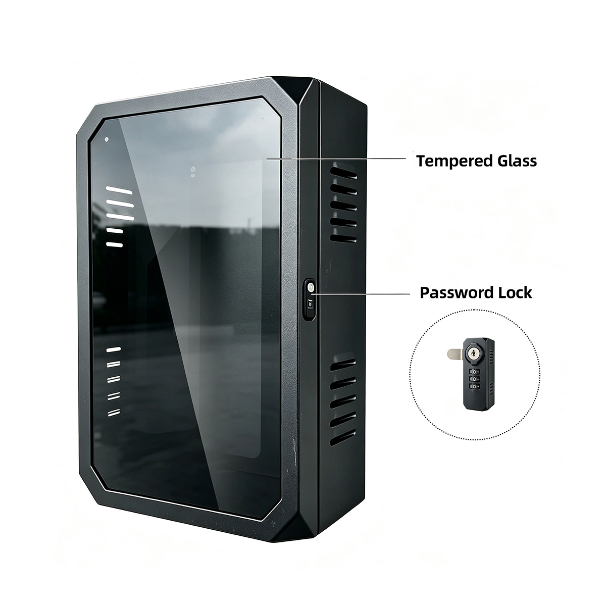 EV Charger Metal Enclosure, Tempered Glass & Password Lock for Outdoor Wall-mount | ODM OEM Custom