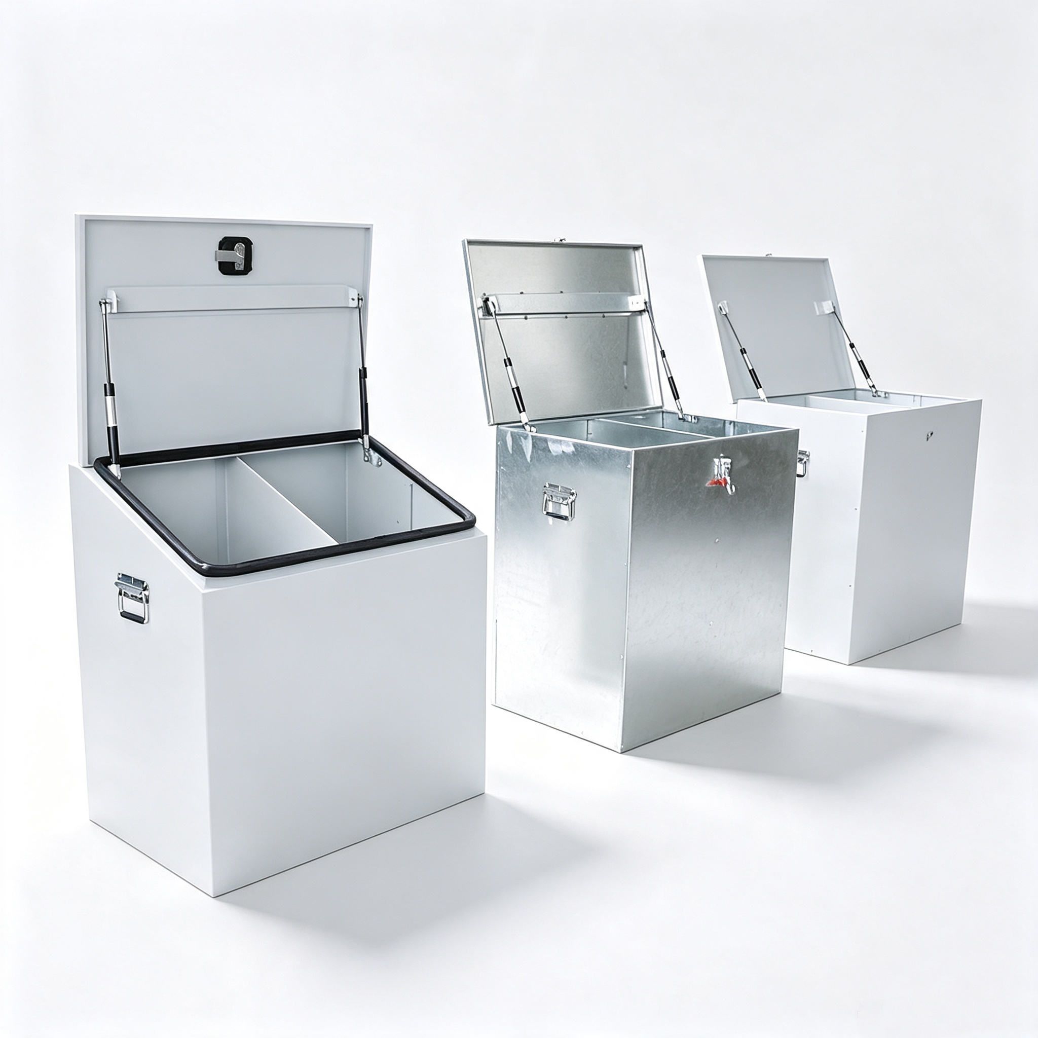 Divided Stainless Steel Storage Bin | Custom Metal Machining for Farm Livestock Feed Organization
