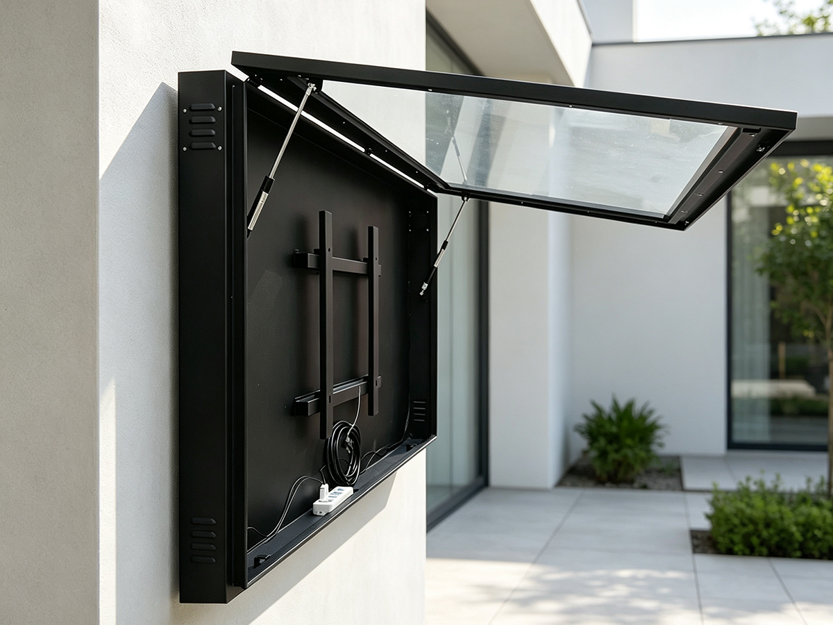 Outdoor TV Waterproof Enclosure, Anti-Theft Dustproof Cabinet for Commercial Wall Mount6.png