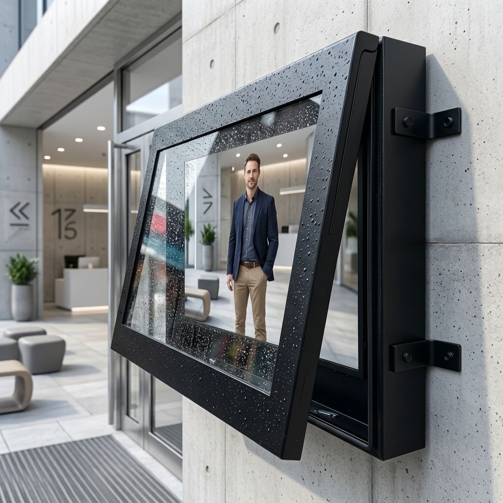 Outdoor TV Waterproof Enclosure, Anti-Theft Dustproof Cabinet for Commercial Wall Mount
