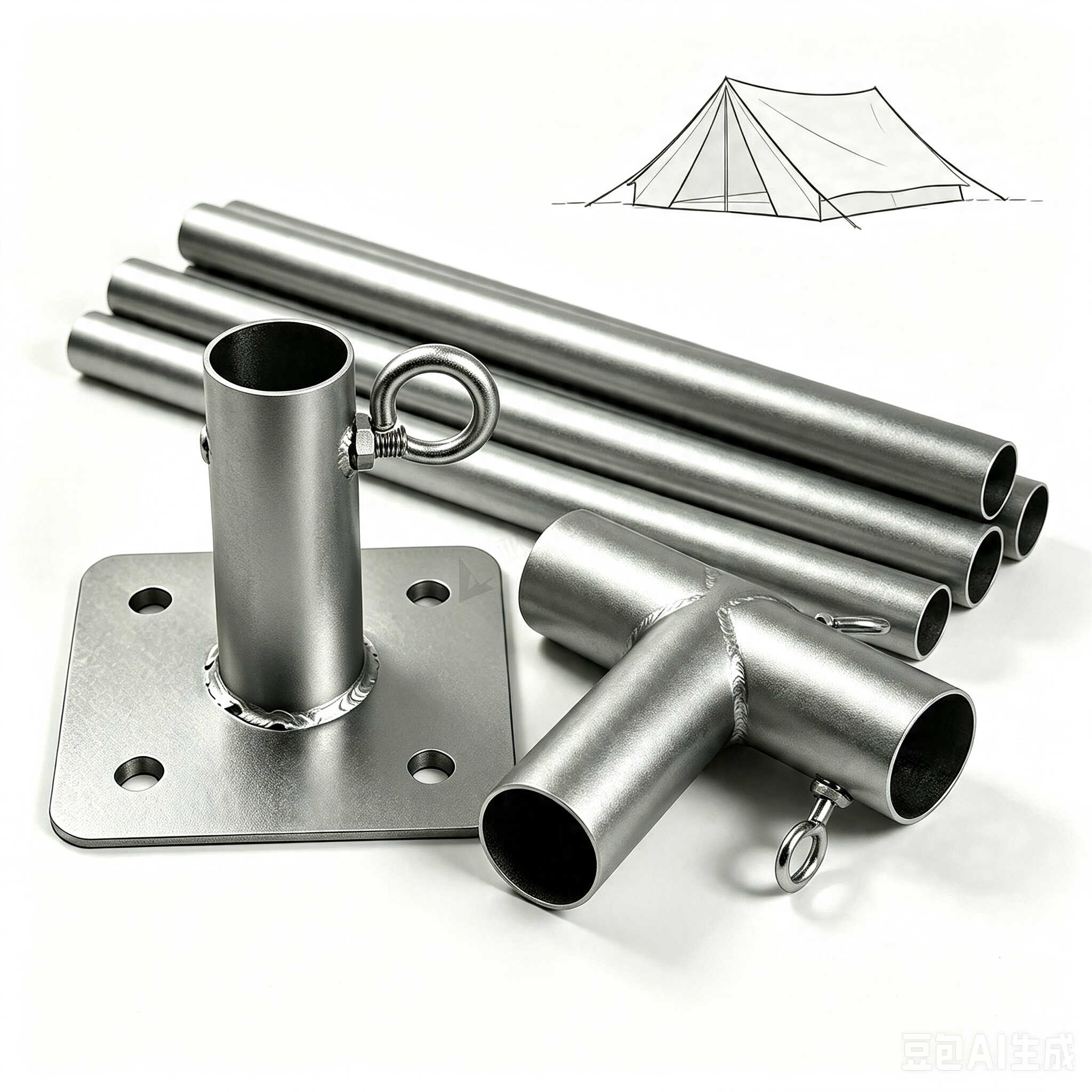 Stainless Steel Tent Pipe Connector, OEM ODM Welded Tube Fitting for Outdoor Canopy & Camping Tent Frame Building
