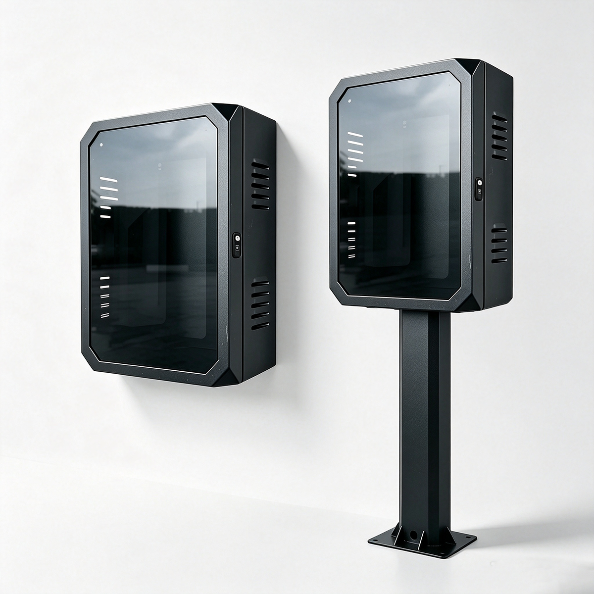 EV Charger Metal Enclosure, Tempered Glass & Password Lock for Outdoor Wall-mount | ODM OEM Custom