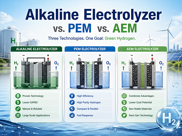 Alkalische Elektrolyseure im Vergleich zu PEM und AEM