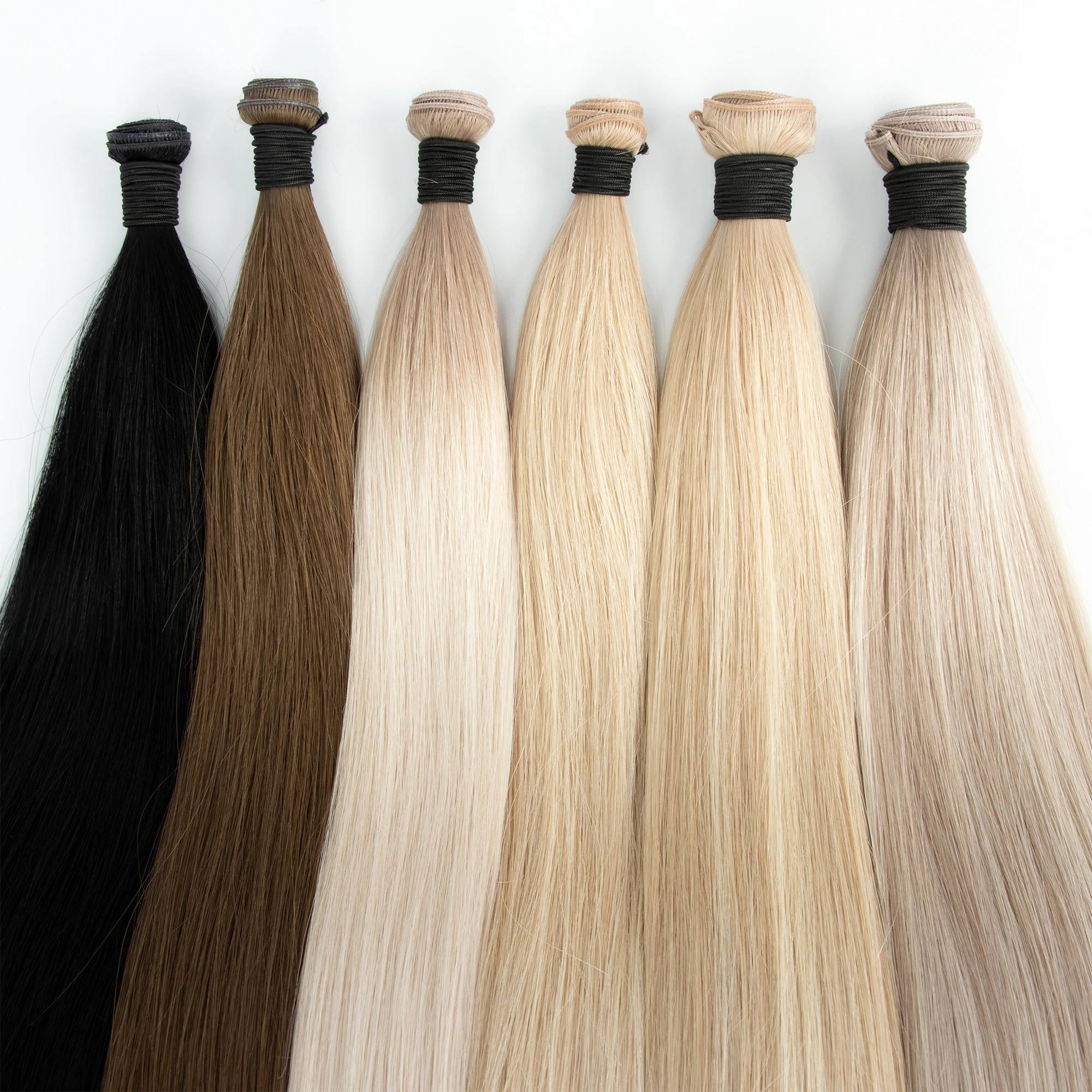 Haohao Hair Private Genius : mèches tissées Remy, nouvelles extensions capillaires humaines attachées à la main, racines intégrées, à double tirage, mèches tissées à la main