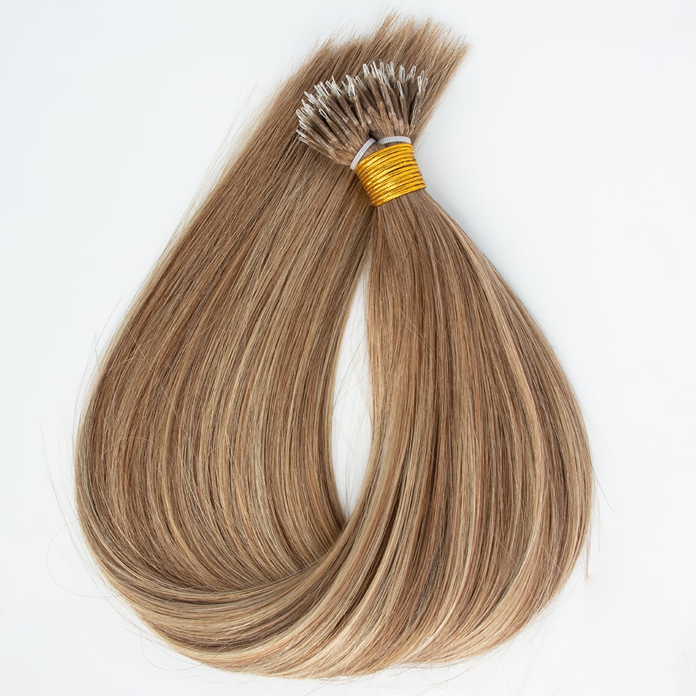 Haohao Hair European Remy Human Hair Nano Tip Micro Link Hair Extensions Double Drawn Thick Ends Nano Ring Extension
