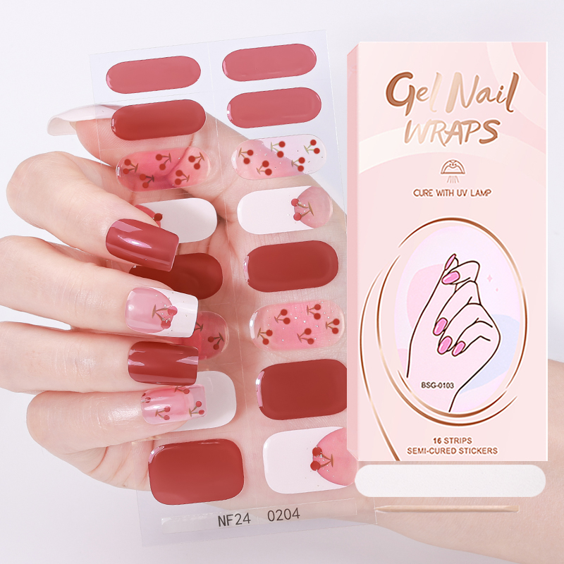 Factory Wholesale Korean Semi Cured Gel Nail Sticker New High Quality Gel Nail Set with Uv Lamp 
