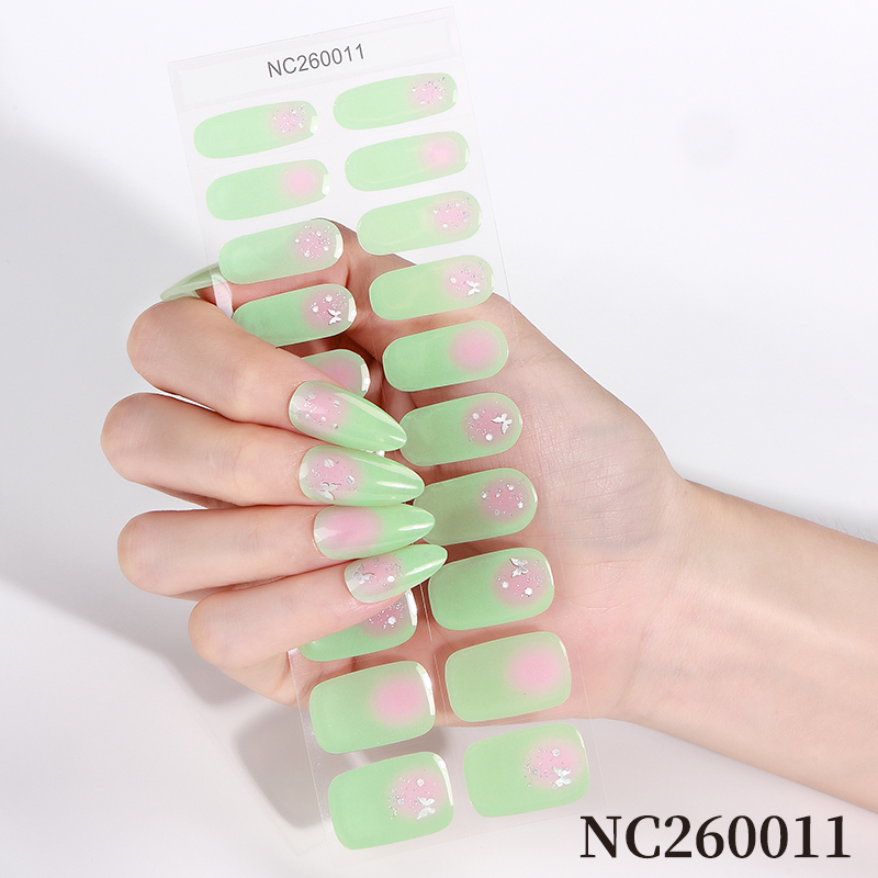 Aura Glitter Semi Cured Gel Nail Stickers, UV Light Cure Nail Wraps Valentine Gift for Her