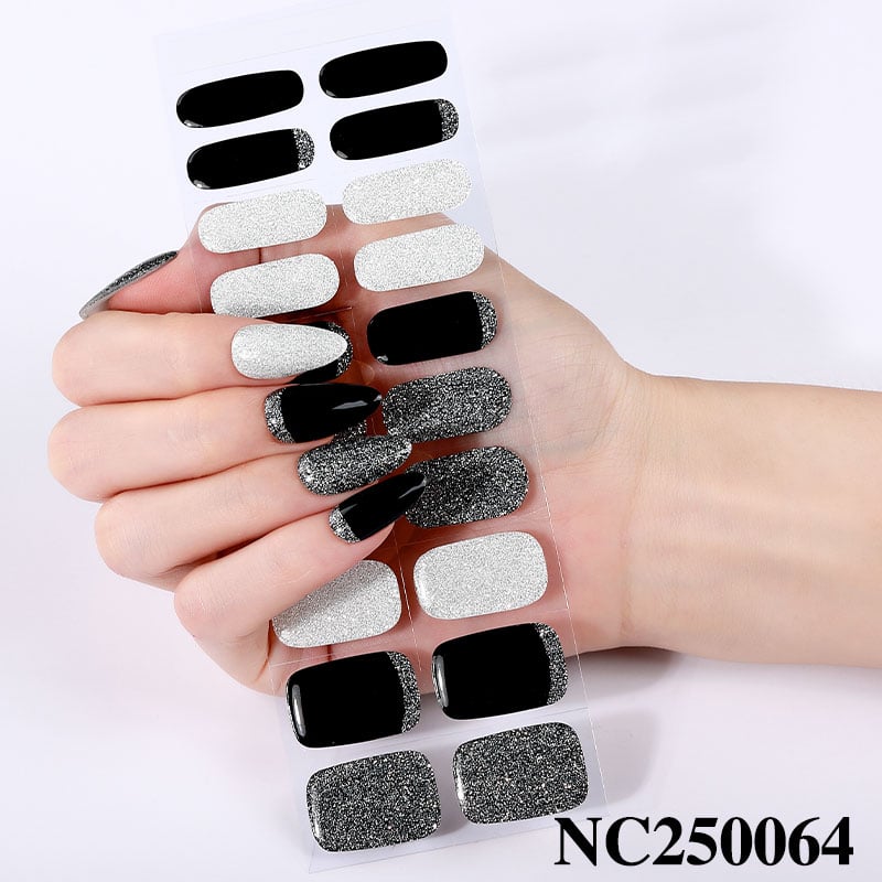 Semi Cured Gel Nail Stickers Checker Pattern, Nail Wraps for Street Style Party