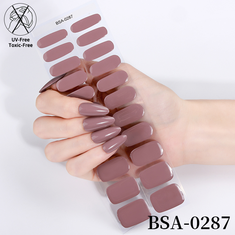 Long Lasting Fully Cured Gel Nail Stickers Glossy Multicolor Nail Stickers Uv Free Gel