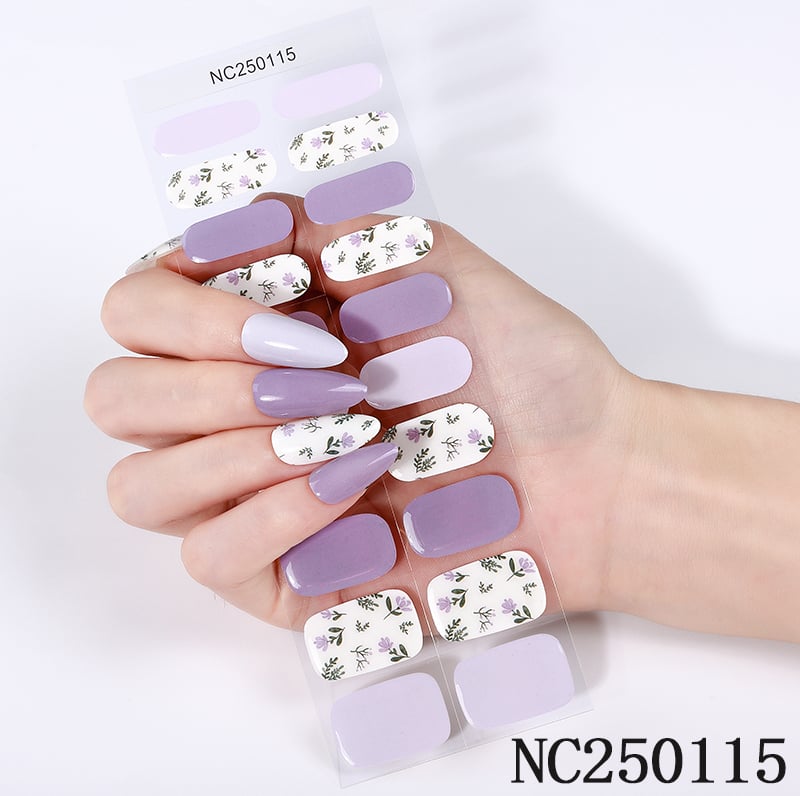 New Customized Solid Color No Baked UV Lamp Free Cured Non-Toxic Single-Use Gel Nail Sticker Strips