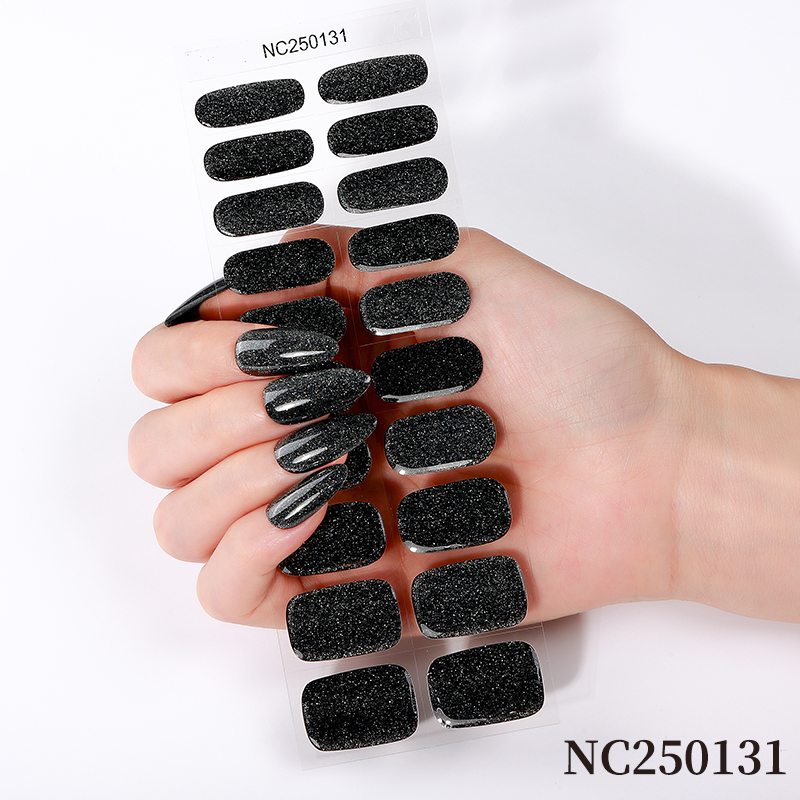 Semi Cured Gel Nail Stickers Glitter Aura, Waterproof Sweatproof Nail Wraps Summer