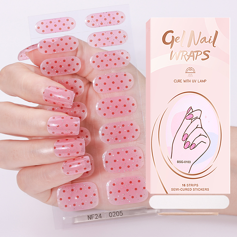 Korean Style New Gel Nail Sticker With Uv Lamp Gel Nail Wraps Gel Nail Stickers Semi Cured  