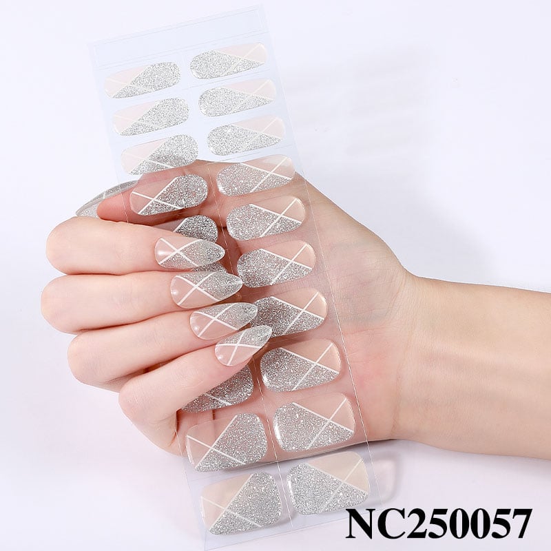 Semi Cured Gel Nail Wraps Beige Nude, Minimalist Nail Stickers for Business Women