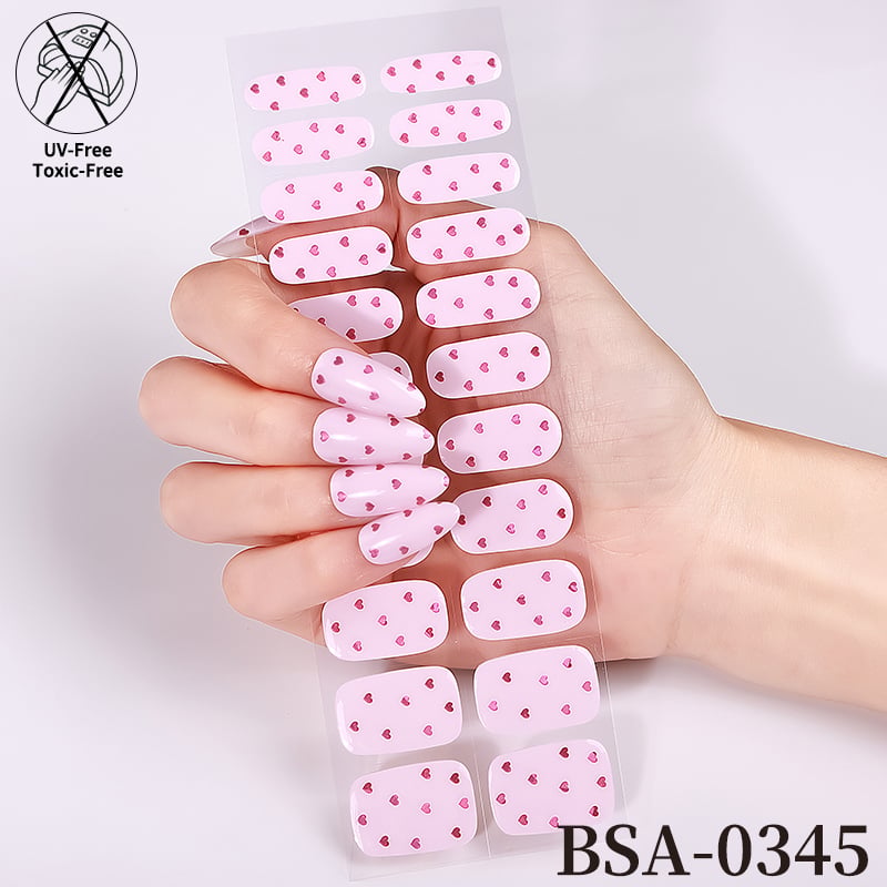 New Design 22strips Christmas 3D UV Free Gel Nail Stickers Christmas Style UV Free Gel Nail Wraps