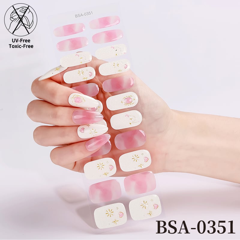 DIY Salon Gel Nails at Home, 22 Tips No Cure Gel Strips Peel & Stick 14 Days Lasting