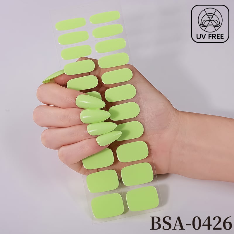 Waterproof Gel Nail Stickers 22Pcs No Lamp, Full Cover Semi-Cured Nail Wraps for Women