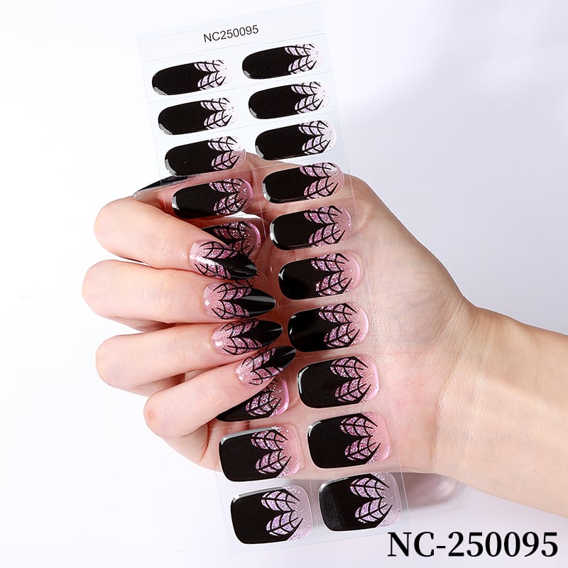 Gel Nail Stickers Self-Adhesive Polish Solid Color Patch Semi Cured Strips Without UV Lamp Buy Online