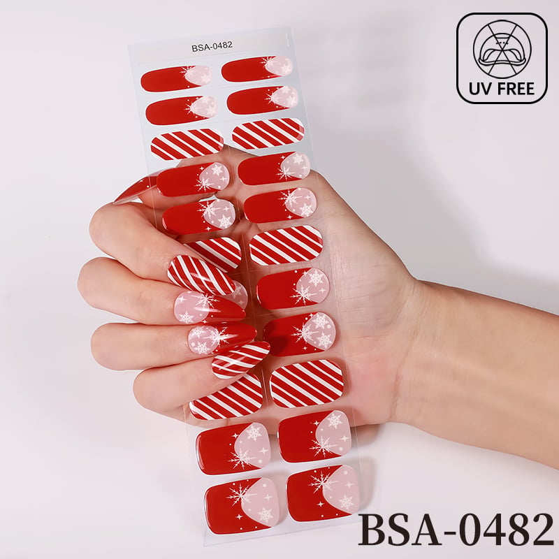 22Pcs Gel Nail Polish Strips No Lamp, Self-Adhesive Waterproof Nail Wraps for All Occasions