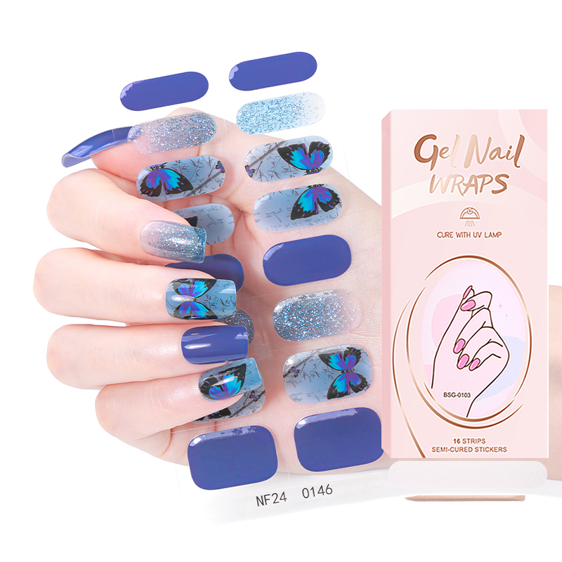 Wholesale Designer 3d Nail Art Wraps Matte Sticker Eco-friendly Decals Strips Semi Cured Gel Polish Nail Sticker 