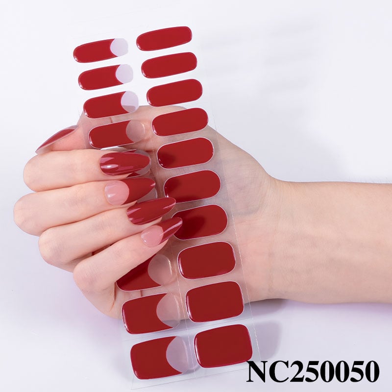 Candy Pink Gel Nail Wraps, Semi Cured Nail Stickers Full Cover for Everyday Fashion