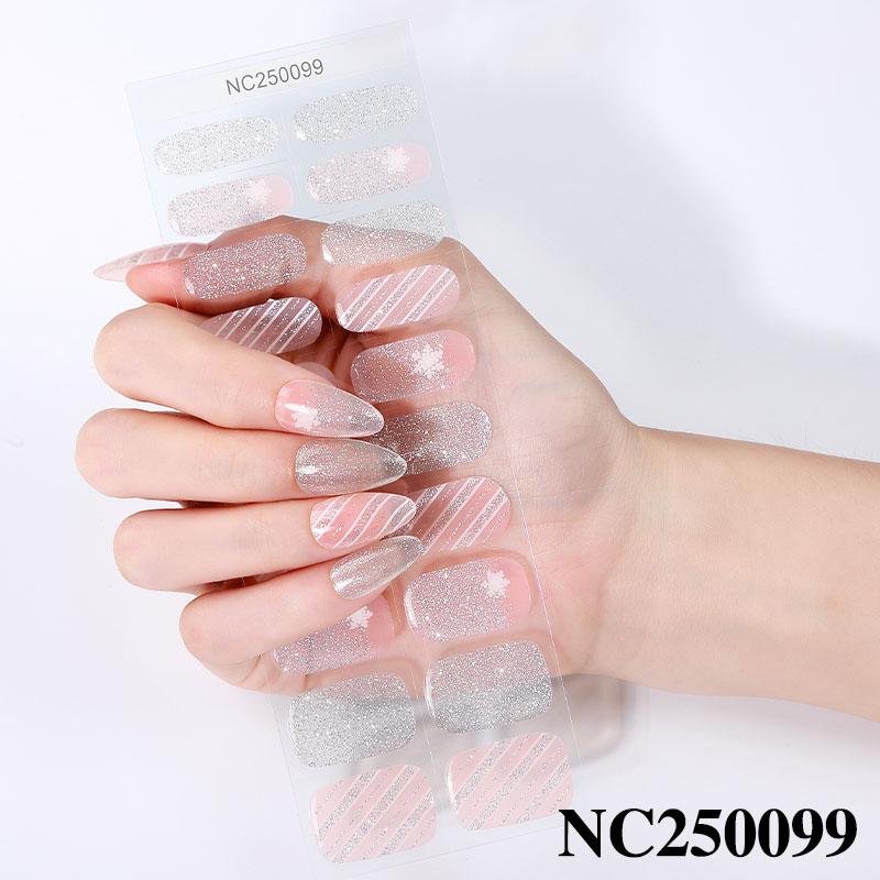 Super Quality Half Transparent pink Flower French Design Uv Cured Gel Nail Stickers for Manucure Temporaire