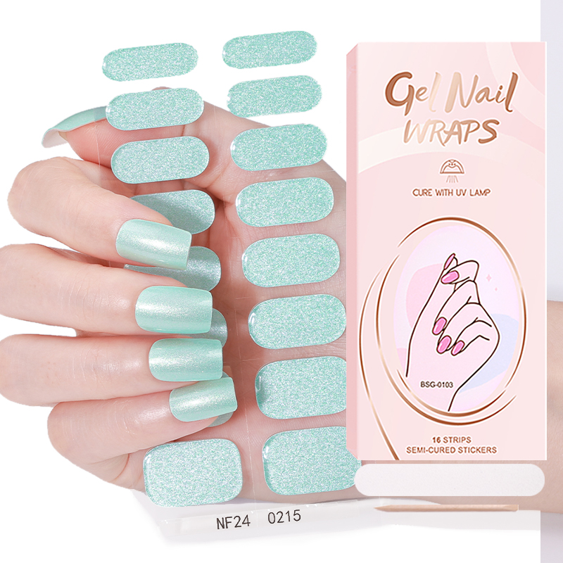 Factory Supplier New Designs Custom Semi Cured Gel Nail Polish Sticker Wraps