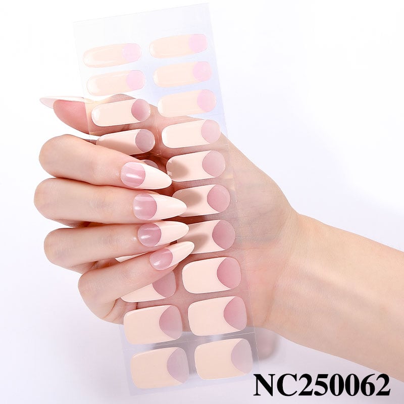 Semi Cured Gel Nail Stickers Transparent Milky, Clear Base Nail Wraps for DIY Manicure
