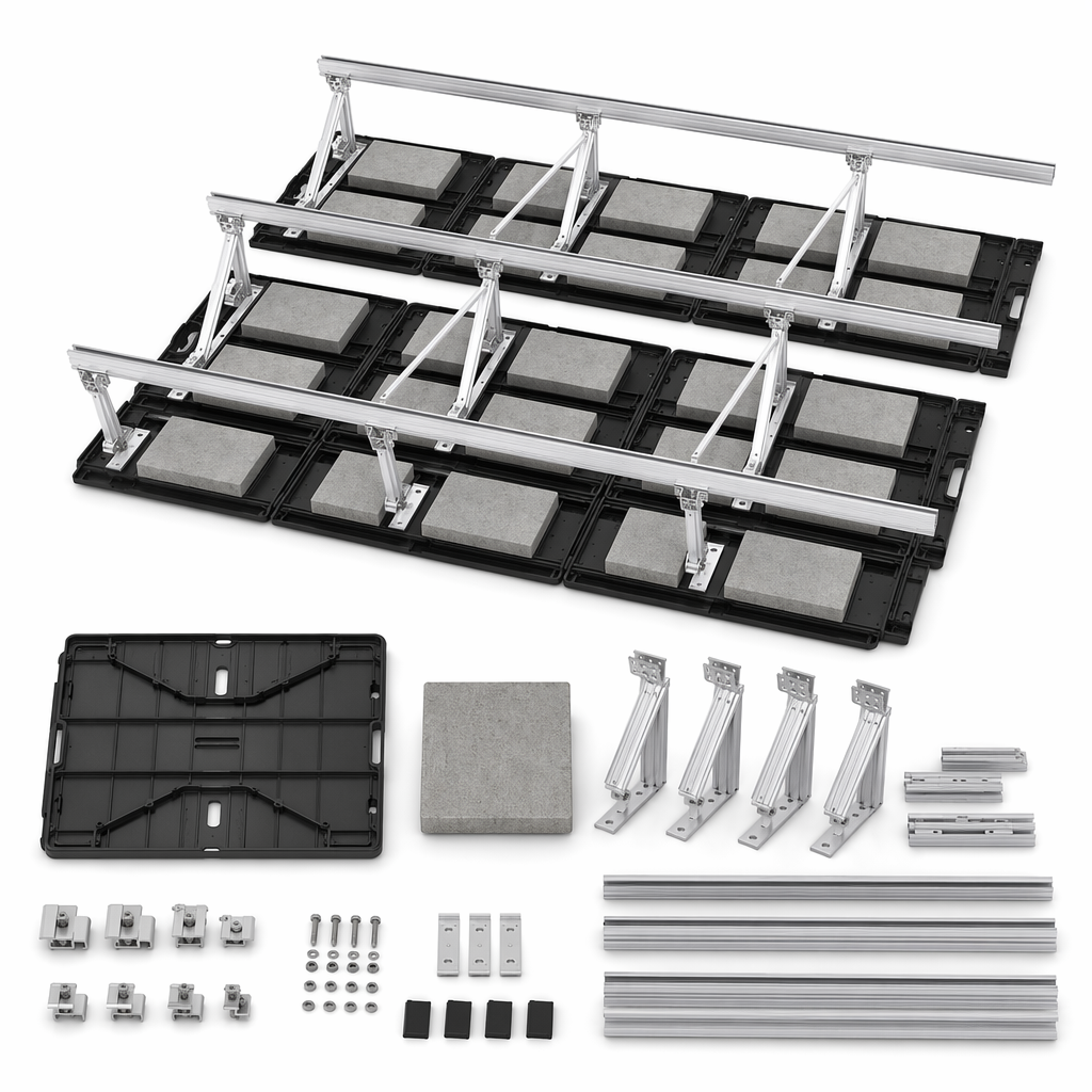 Ballasted Flat Roof No-Drill Mount System