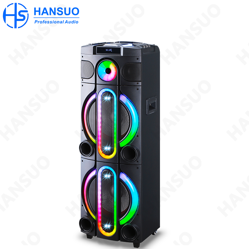 Pembuat HANSUO Acuan Peribadi Audio Pelbagai Fungsi HS-TD12V8 Berkuasa 100W Ganda Woofer 12 Inci dan Satu Tweeter