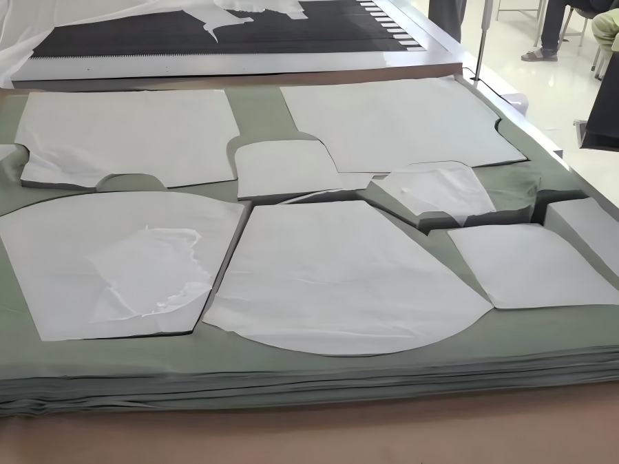 Clothing fabric cutting demonstration with precision results