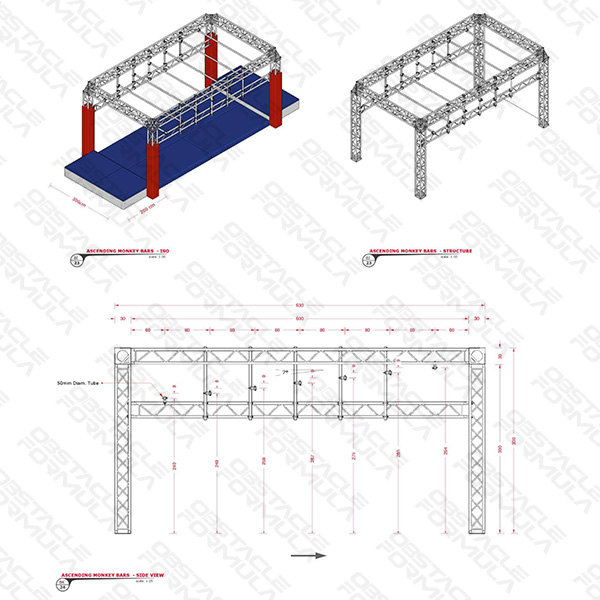 2025 New World Championships Modern Pentathlon Ninja Challenge Courses UIPM Obstacle Ascension Bars manufacture