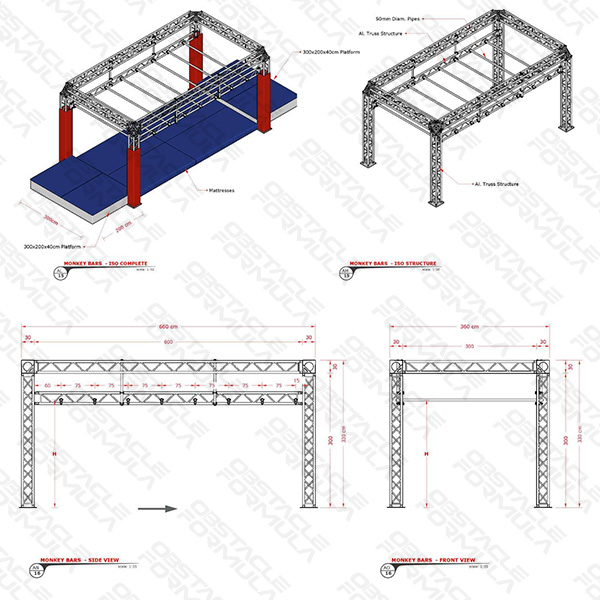 2025 New World Championships Modern Pentathlon Ninja Challenge Courses UIPM Obstacle Ascension Bars manufacture