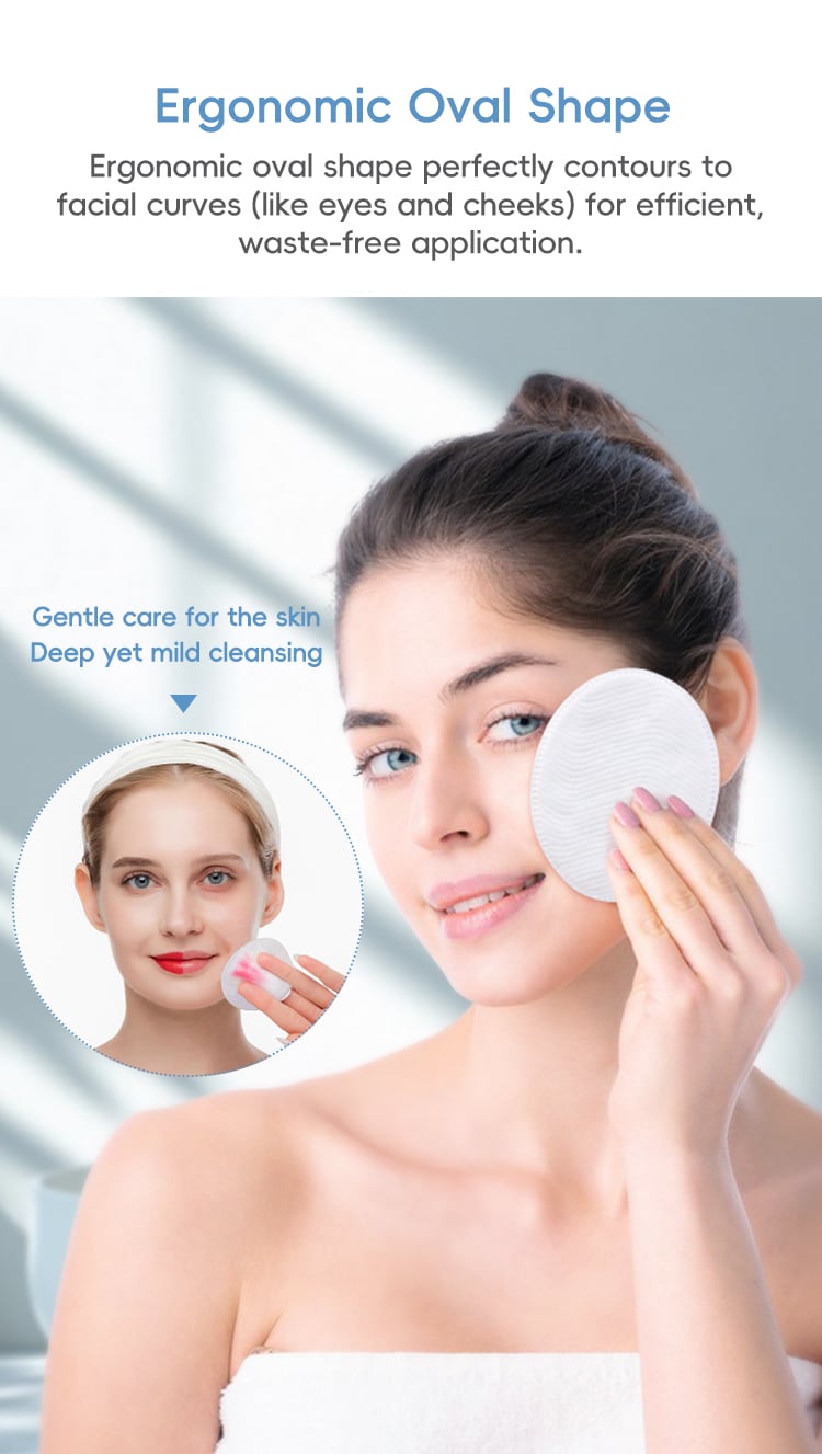 Large Cotton Rounds (50 Count) – Lint-Free Cotton Pads for Face & Makeup Removal | Wave Embossing Face Pads for Cleansing & Exfoliation | Hypoallergenic and 100% Pure Cotton