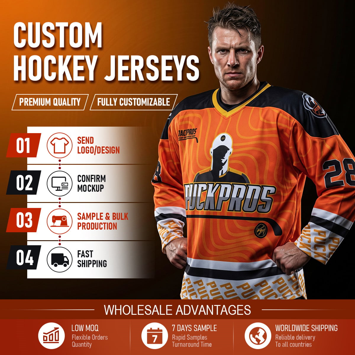 Full Sublimated Game Hockey Jersey 220gsm Custom Team Uniform